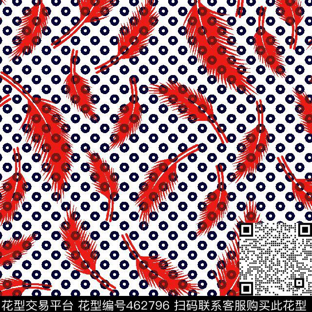 羽毛波点时尚传统印花华亿平台下载（图片编号: 462796） - 瓦栏（Walan）