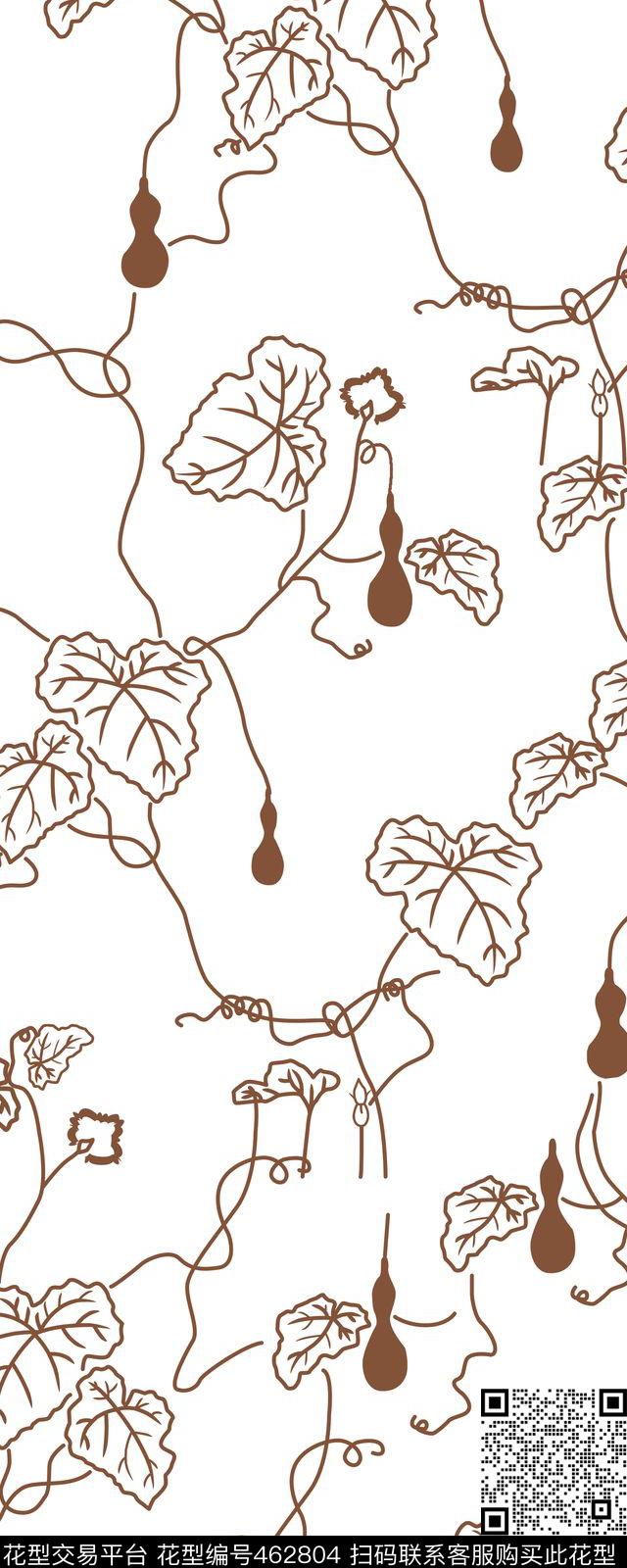 传统印花葫芦雀鸟花卉传统印花华亿平台下载（图片编号: 462804） - 瓦栏（Walan）