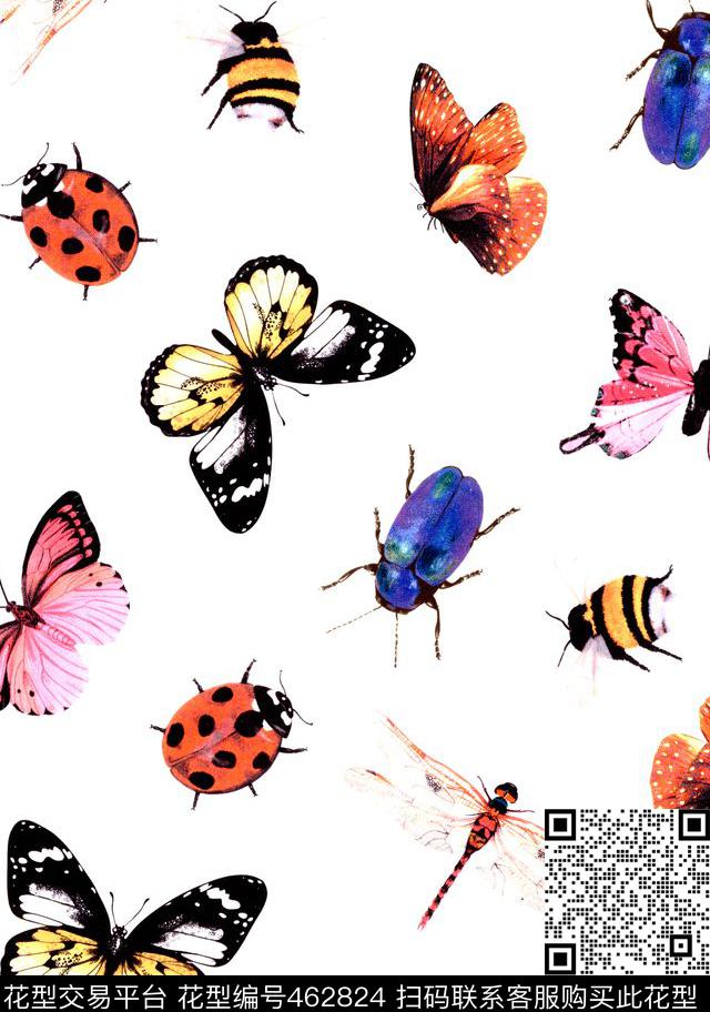 数码印花昆虫蝴蝶动物纹数码印花华亿平台下载（图片编号: 462824） - 瓦栏（Walan）