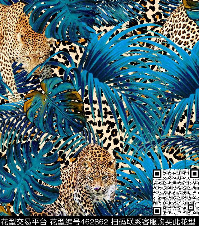 热带雨林老虎棕榈数码印花华亿平台下载（图片编号: 462862） - 瓦栏（Walan）