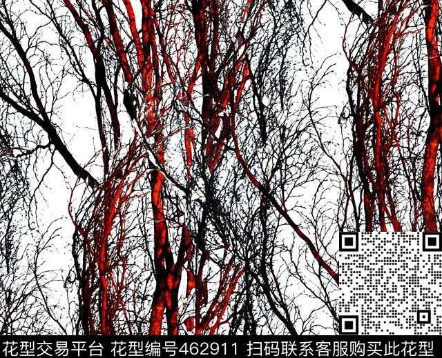 抽象树黑白传统印花华亿平台下载（图片编号: 462911） - 瓦栏（Walan）