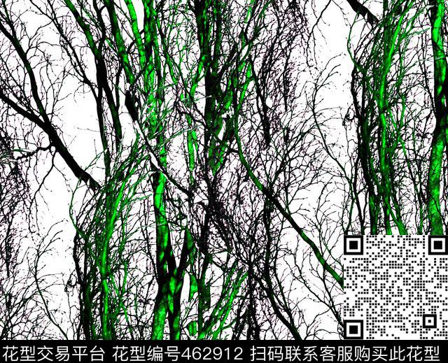 抽象树黑白传统印花华亿平台下载（图片编号: 462912） - 瓦栏（Walan）