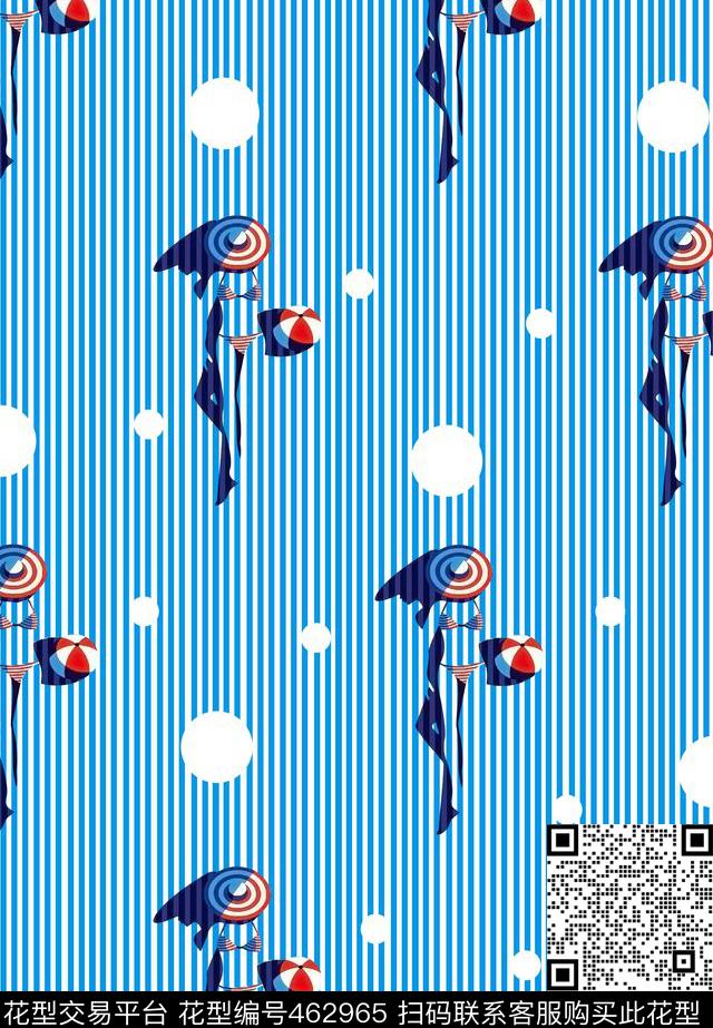 泳装美女条纹传统印花华亿平台下载（图片编号: 462965） - 瓦栏（Walan）