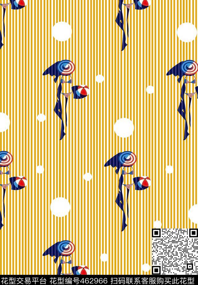 泳装美女条纹传统印花华亿平台下载（图片编号: 462966） - 瓦栏（Walan）