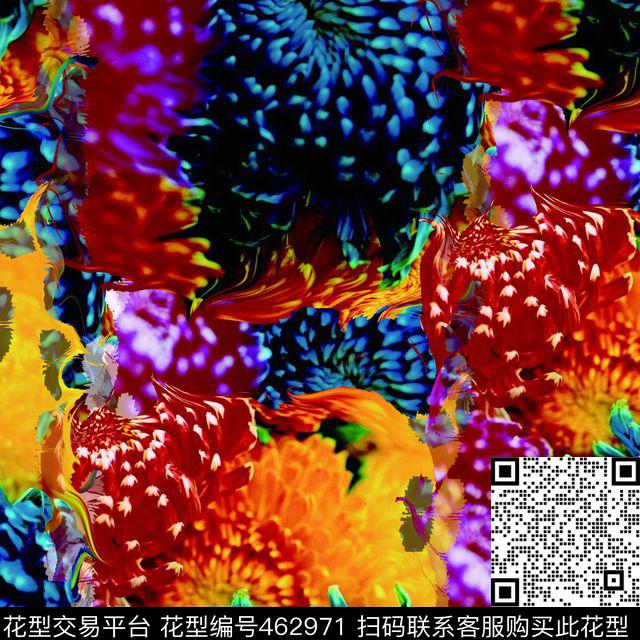 繁花绽放时尚数码印花华亿平台下载（图片编号: 462971） - 瓦栏（Walan）