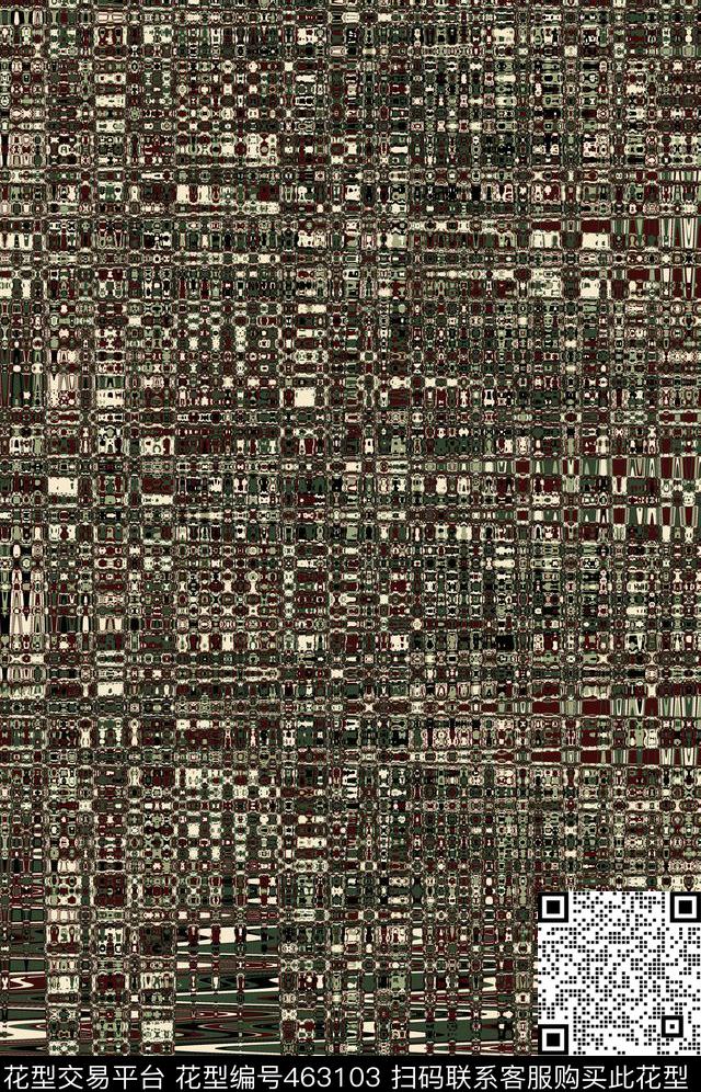 抽象格子波纹中国红橄榄绿黄色艳绿传统印花华亿平台下载（图片编号: 463103） - 瓦栏（Walan）