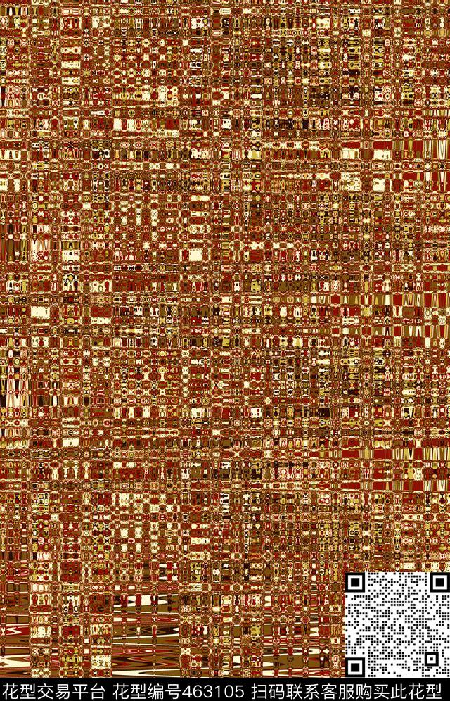 抽象格子波纹中国红橄榄绿黄色艳绿传统印花华亿平台下载（图片编号: 463105） - 瓦栏（Walan）