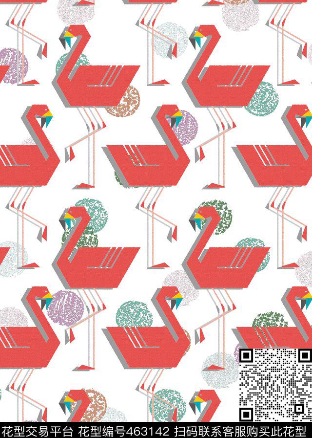 波点时尚清新天鹅传统印花华亿平台下载（图片编号: 463142） - 瓦栏（Walan）