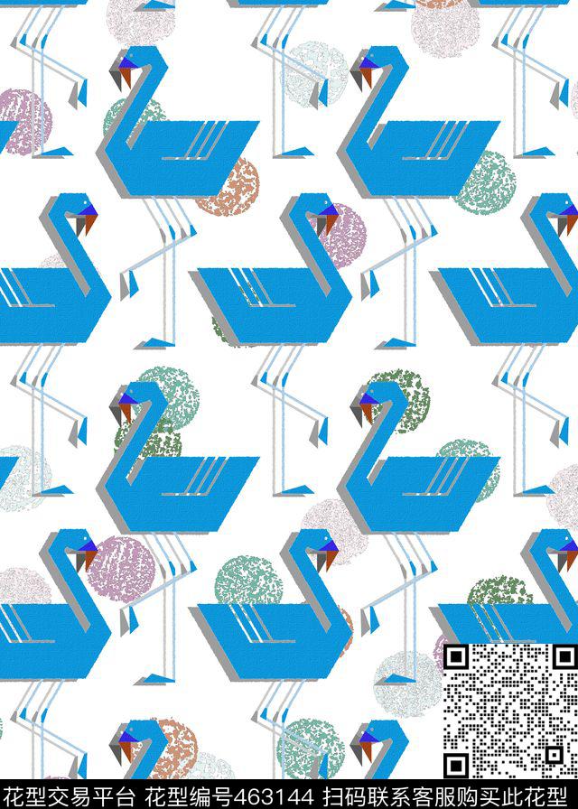 波点天鹅时尚清新传统印花华亿平台下载（图片编号: 463144） - 瓦栏（Walan）