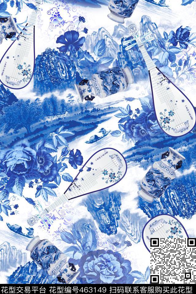 瓷器花卉乐器数码印花华亿平台下载（图片编号: 463149） - 瓦栏（Walan）