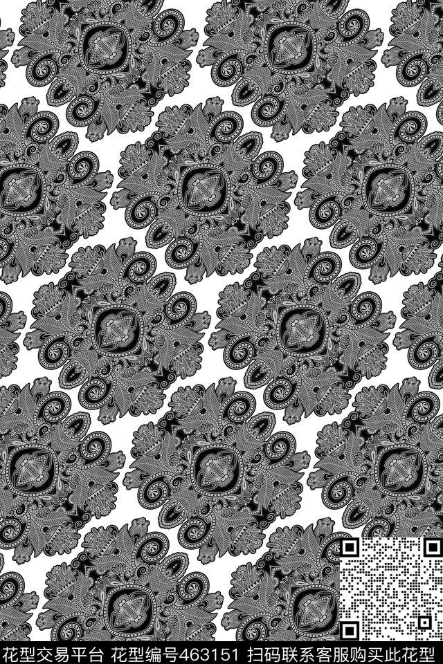 古典蕾丝花纹纹样传统印花华亿平台下载（图片编号: 463151） - 瓦栏（Walan）