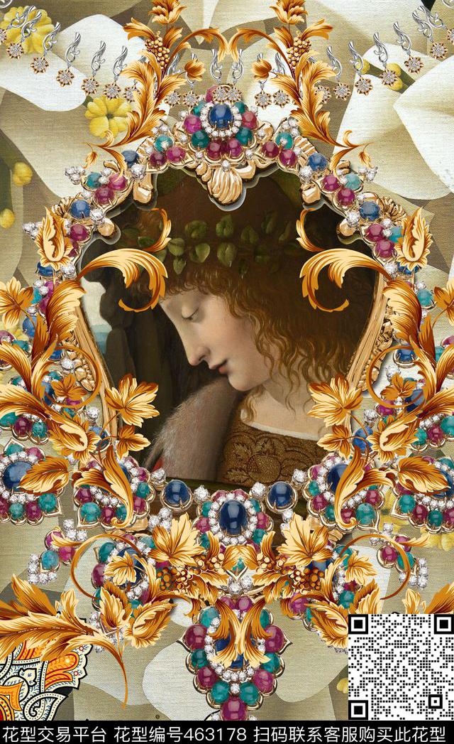 定位流行时尚欧式花边数码印花华亿平台下载（图片编号: 463178） - 瓦栏（Walan）