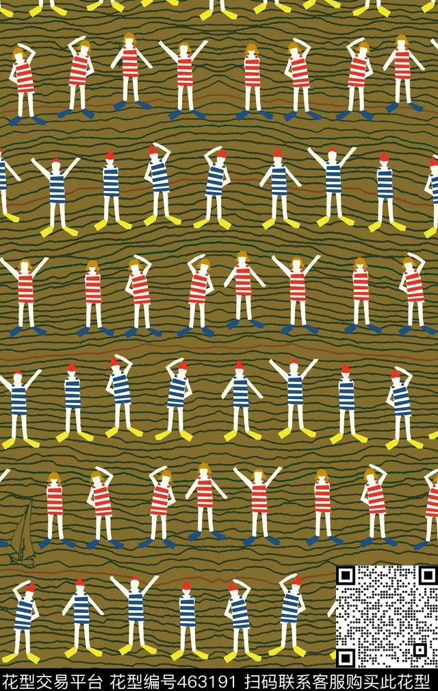 海军风小人运动传统印花华亿平台下载（图片编号: 463191） - 瓦栏（Walan）