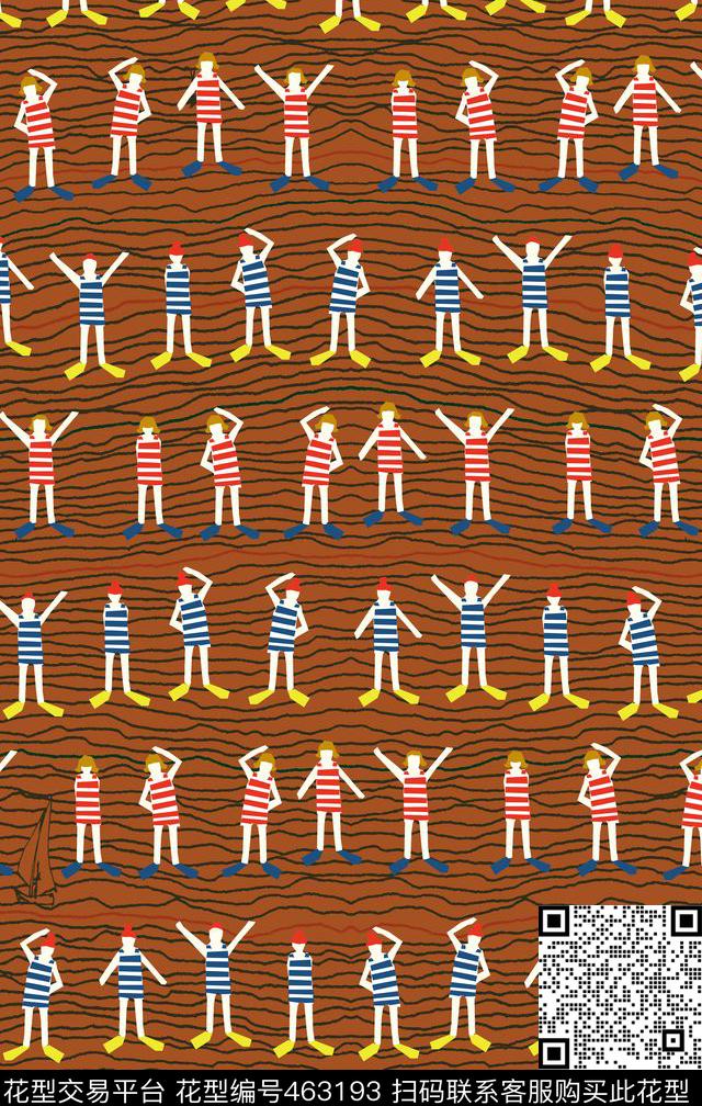 海军风小人运动传统印花华亿平台下载（图片编号: 463193） - 瓦栏（Walan）