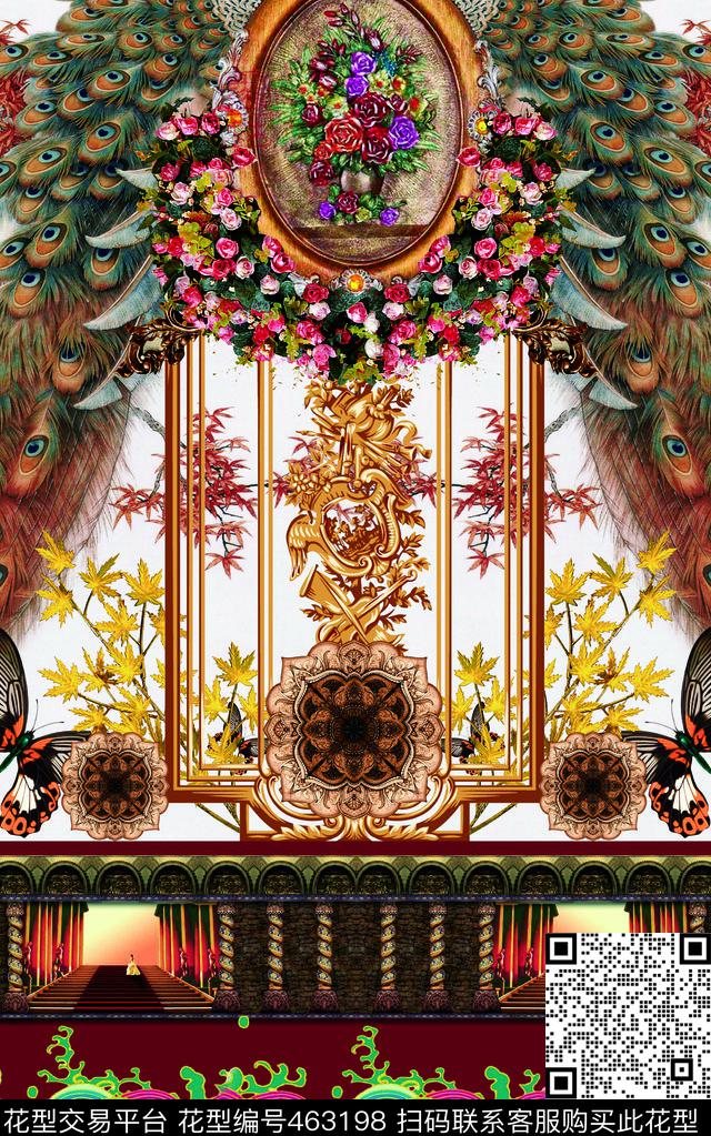 花卉云彩欧式数码印花华亿平台下载（图片编号: 463198） - 瓦栏（Walan）