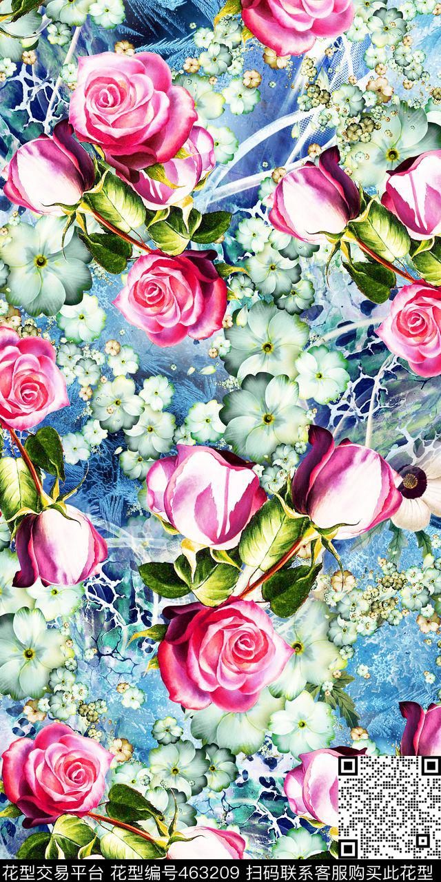 数码豹纹玫瑰数码印花华亿平台下载（图片编号: 463209） - 瓦栏（Walan）