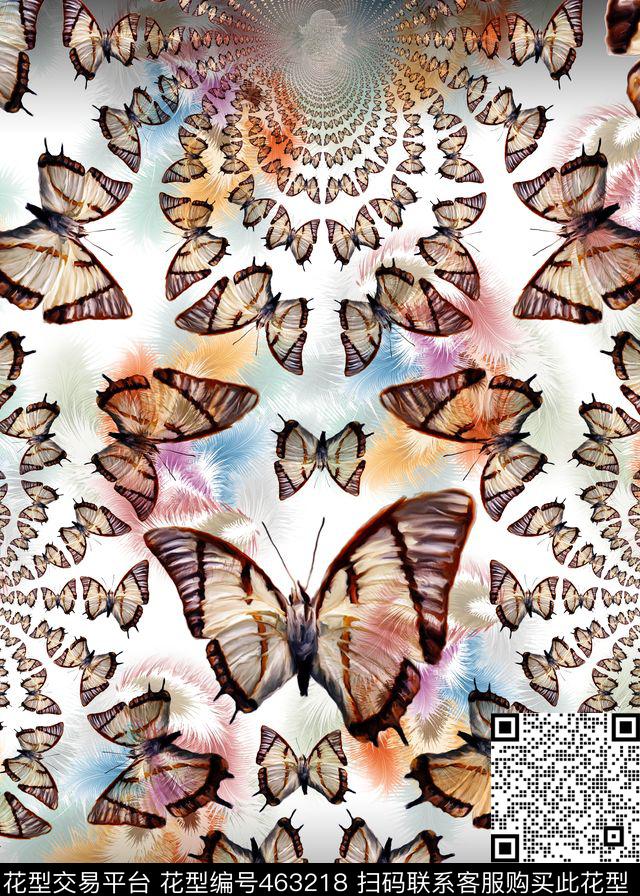 蝴蝶羽毛蝴蝶万花筒数码印花华亿平台下载（图片编号: 463218） - 瓦栏（Walan）