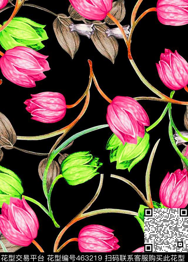 简约时尚欧美流行时尚手绘彩色水墨朵花数码印花华亿平台下载（图片编号: 463219） - 瓦栏（Walan）