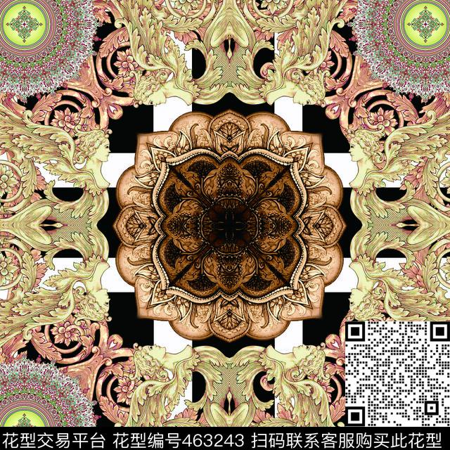 欧式黄黑数码印花华亿平台下载（图片编号: 463243） - 瓦栏（Walan）