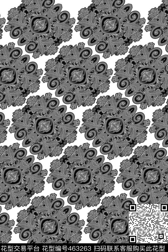 古典蕾丝花纹纹样传统印花华亿平台下载（图片编号: 463263） - 瓦栏（Walan）