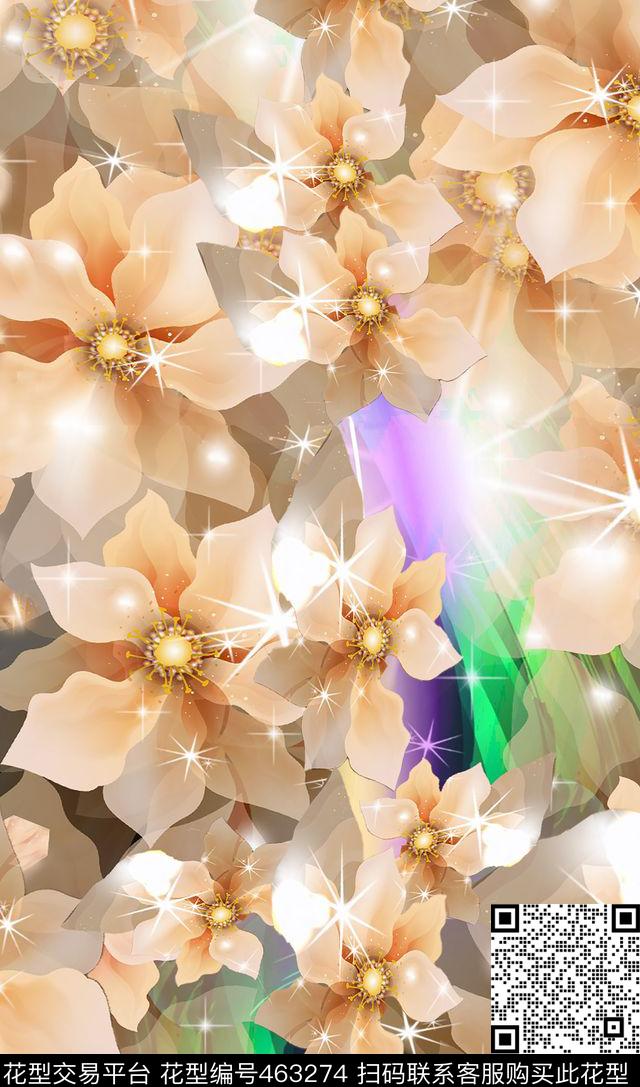 风量花卉亮色数码印花华亿平台下载（图片编号: 463274） - 瓦栏（Walan）