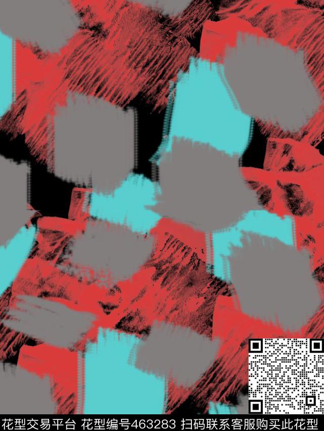 黑色底色块水彩涂鸦数码印花华亿平台下载（图片编号: 463283） - 瓦栏（Walan）