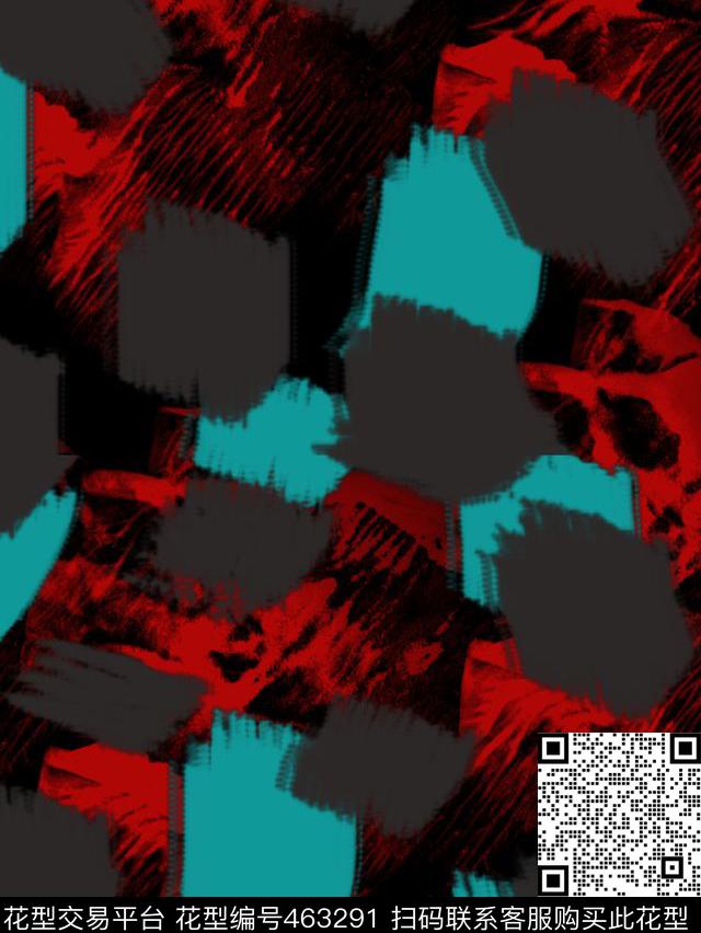 黑色底色块水彩涂鸦数码印花华亿平台下载（图片编号: 463291） - 瓦栏（Walan）