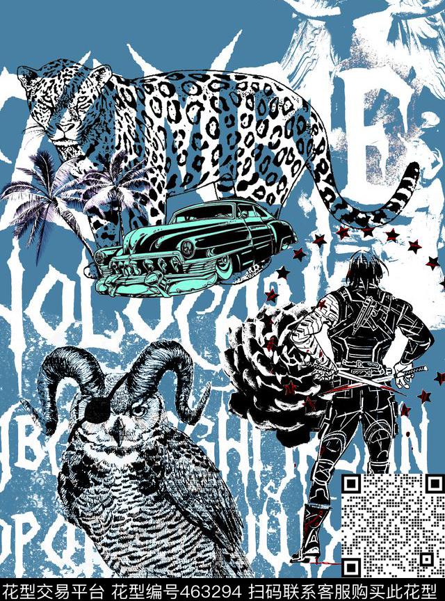 黑白文字酷图传统印花华亿平台下载（图片编号: 463294） - 瓦栏（Walan）