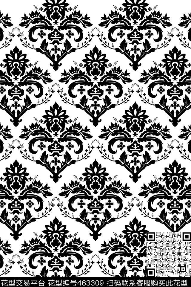 古典花纹蕾丝花纹纹样数码印花华亿平台下载（图片编号: 463309） - 瓦栏（Walan）