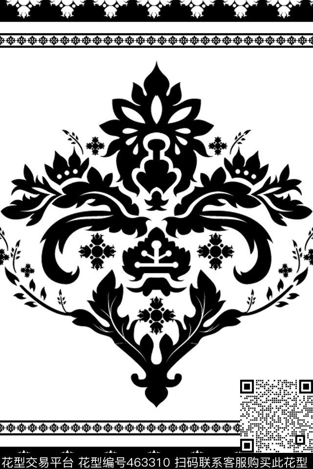 古典花纹蕾丝花纹纹样传统印花华亿平台下载（图片编号: 463310） - 瓦栏（Walan）