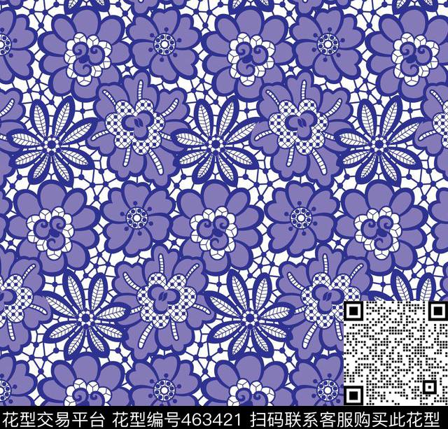 花卉卷草唯美传统印花华亿平台下载（图片编号: 463421） - 瓦栏（Walan）