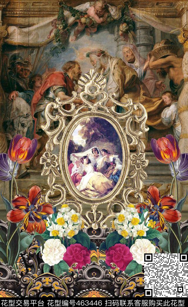 时尚大牌定位秋冬欧式油画数码印花华亿平台下载（图片编号: 463446） - 瓦栏（Walan）