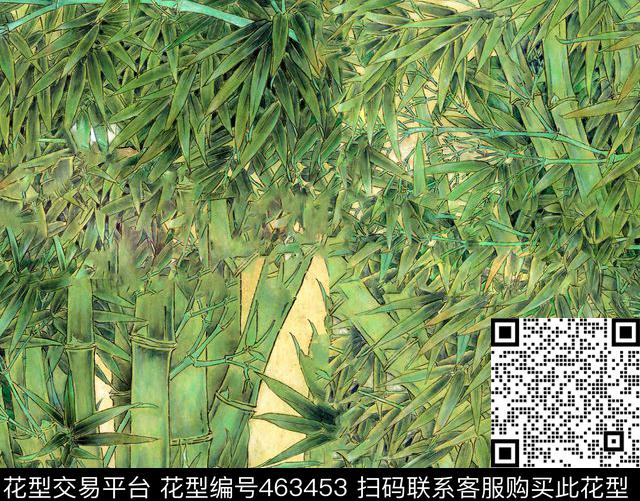 田园植物竹叶数码印花华亿平台下载（图片编号: 463453） - 瓦栏（Walan）