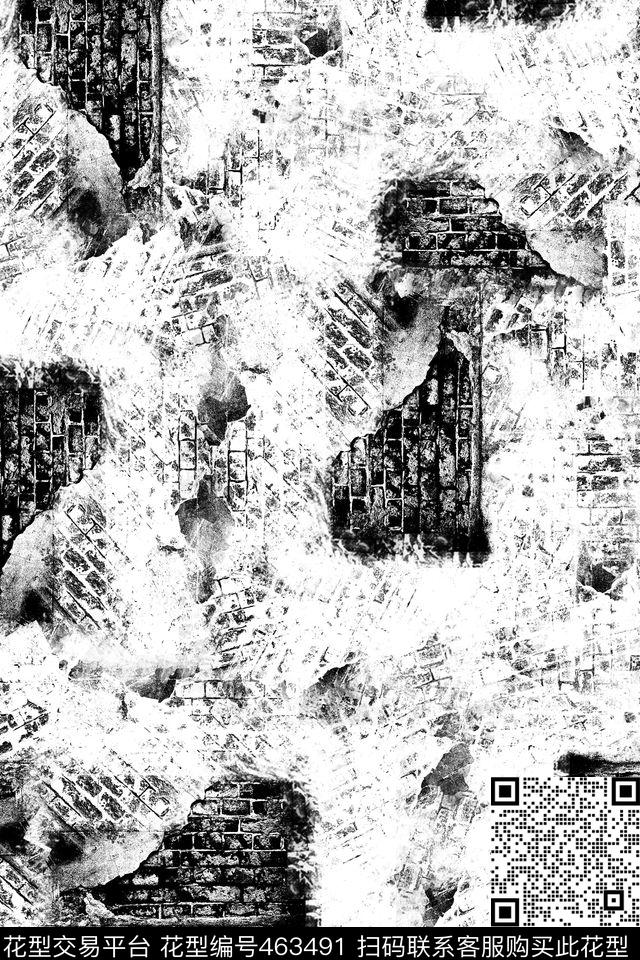 抽象男装黑白华亿平台数码印花华亿平台下载（图片编号: 463491） - 瓦栏（Walan）