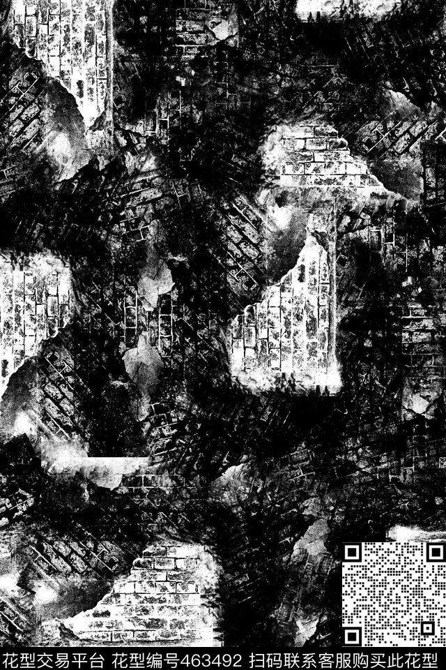 抽象男装黑白华亿平台数码印花华亿平台下载（图片编号: 463492） - 瓦栏（Walan）