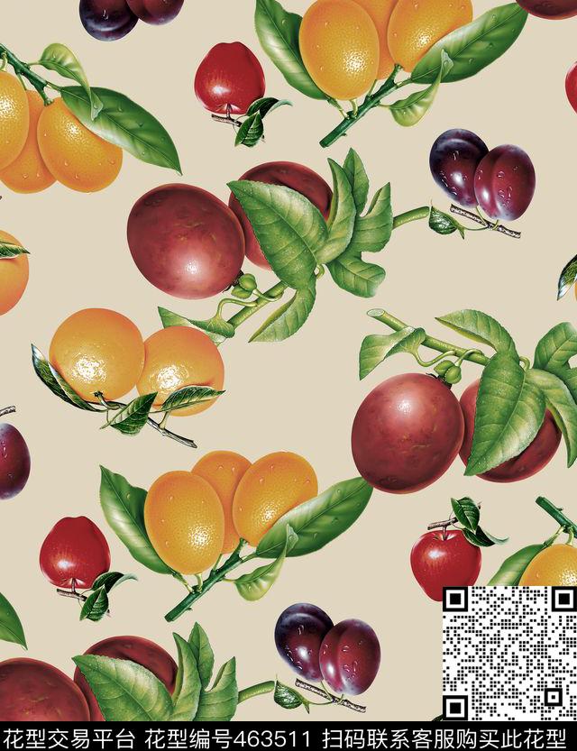 潮流时尚复古秋冬水果数码印花华亿平台下载（图片编号: 463511） - 瓦栏（Walan）