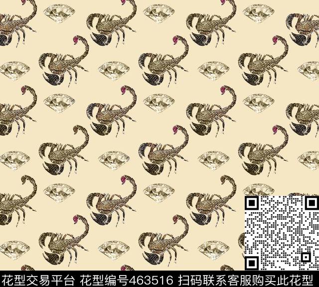 大钻石宝石蝎子蝎子数码印花华亿平台下载（图片编号: 463516） - 瓦栏（Walan）