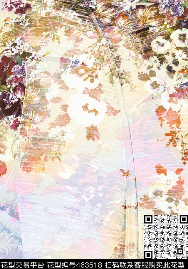 裁片花卉绚丽多彩数码印花华亿平台下载（图片编号: 463518） - 瓦栏（Walan）