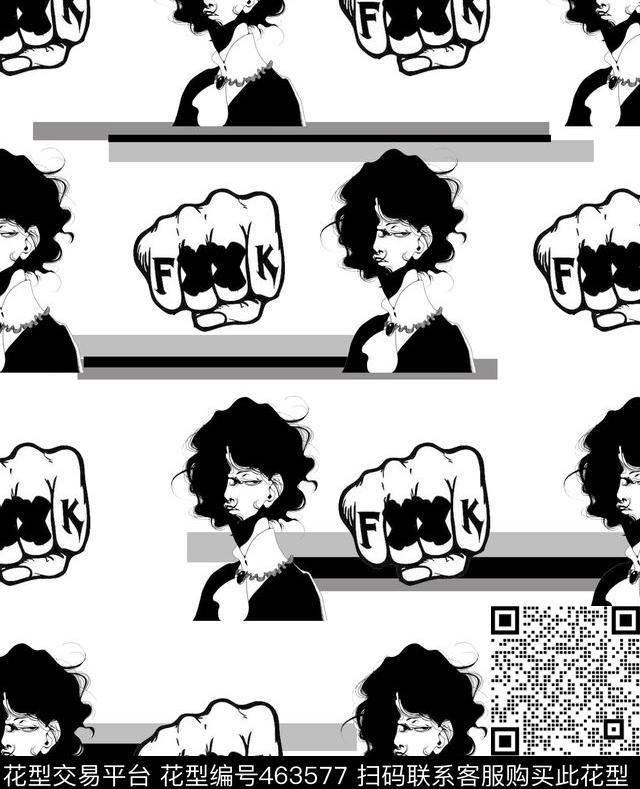 美女拳头趣味传统印花华亿平台下载（图片编号: 463577） - 瓦栏（Walan）