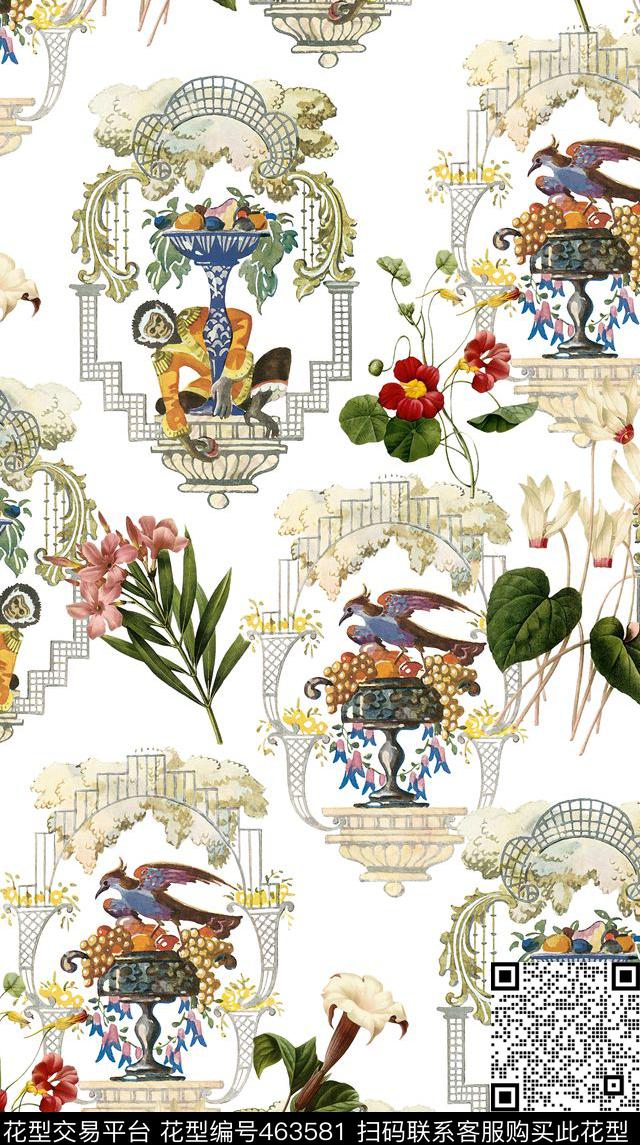 复古花卉秋冬时尚潮流数码印花华亿平台下载（图片编号: 463581） - 瓦栏（Walan）