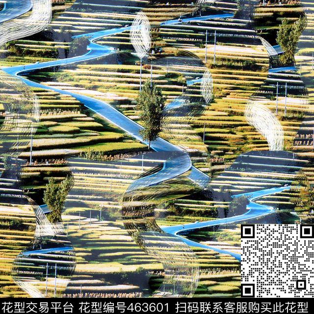 潮流风景复古数码印花华亿平台下载（图片编号: 463601） - 瓦栏（Walan）