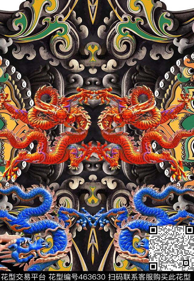 潮流时尚大牌定位龙数码印花华亿平台下载（图片编号: 463630） - 瓦栏（Walan）