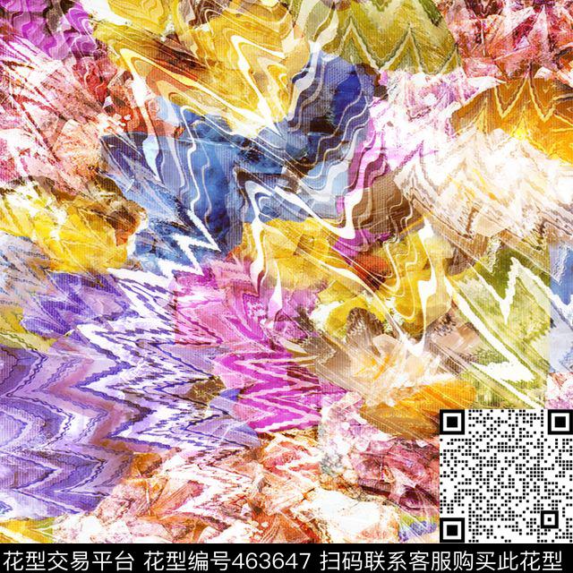 抽象数码花卉中国风数码印花华亿平台下载（图片编号: 463647） - 瓦栏（Walan）