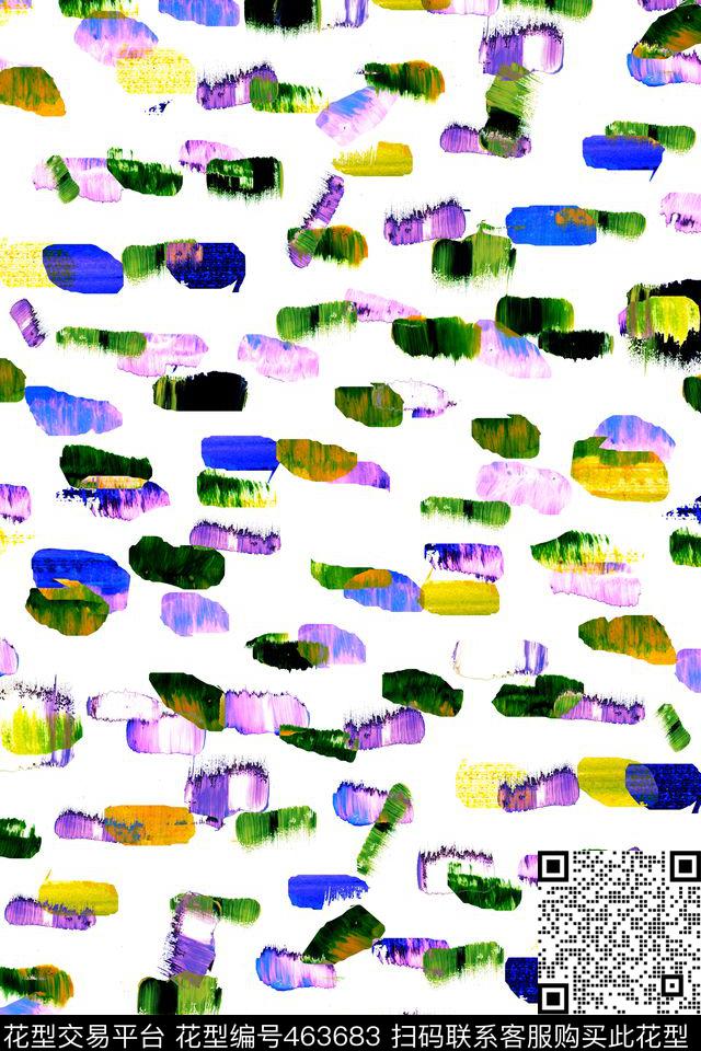 抽象水墨水彩数码印花华亿平台下载（图片编号: 463683） - 瓦栏（Walan）