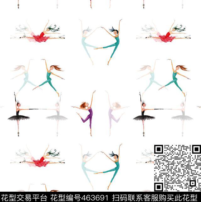 跳舞美女清新传统印花华亿平台下载（图片编号: 463691） - 瓦栏（Walan）
