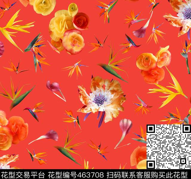 花卉靓丽天堂鸟数码印花华亿平台下载（图片编号: 463708） - 瓦栏（Walan）