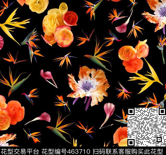 花卉靓丽天堂鸟数码印花华亿平台下载（图片编号: 463710） - 瓦栏（Walan）