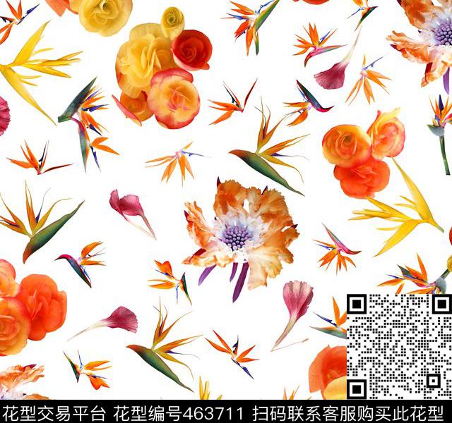 花卉靓丽天堂鸟数码印花华亿平台下载（图片编号: 463711） - 瓦栏（Walan）