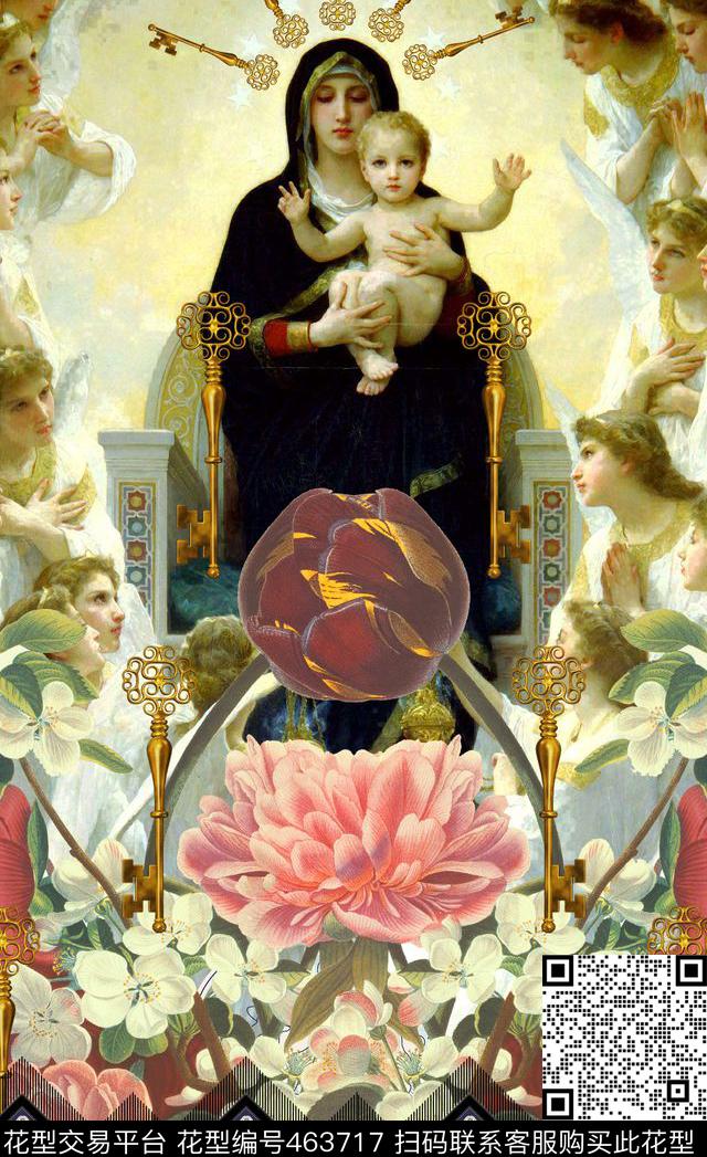 大牌定复古手绘花卉数码印花华亿平台下载（图片编号: 463717） - 瓦栏（Walan）