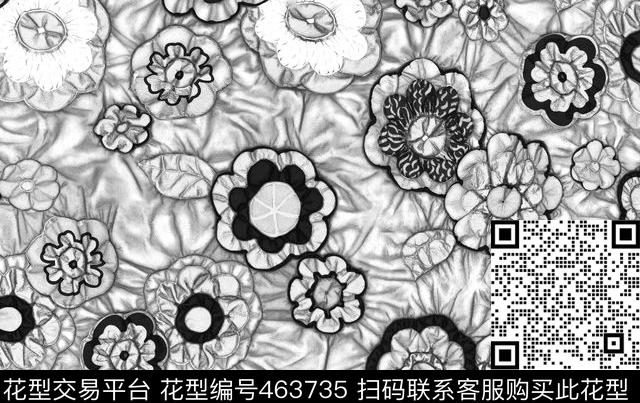 复古单色花传统印花华亿平台下载（图片编号: 463735） - 瓦栏（Walan）